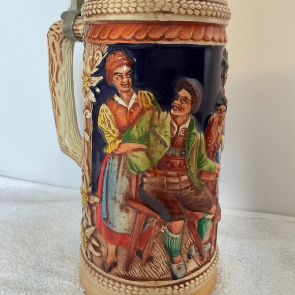 Vintage GERZ W. GERMANY 20 oz Stoneware Beer Stein with Pewter Lid - Picture 13 of 16